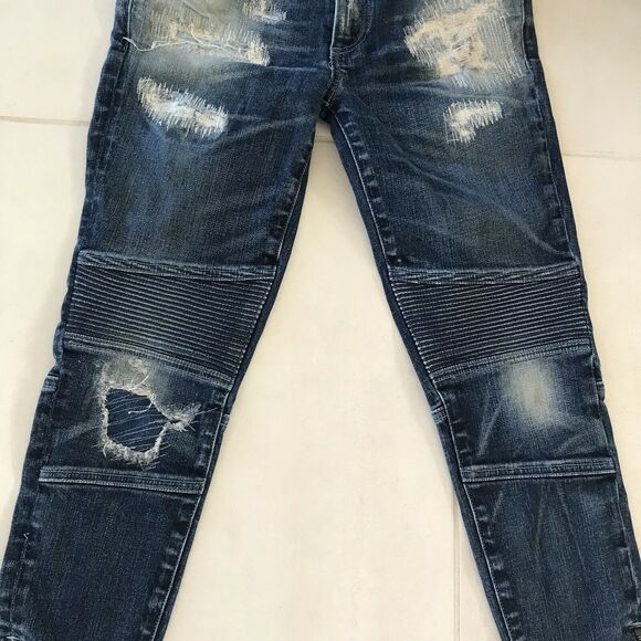 Simon Miller Distressed Moto Low Rise Stretch Skinny Denim Jeans - Picture 5 of 11